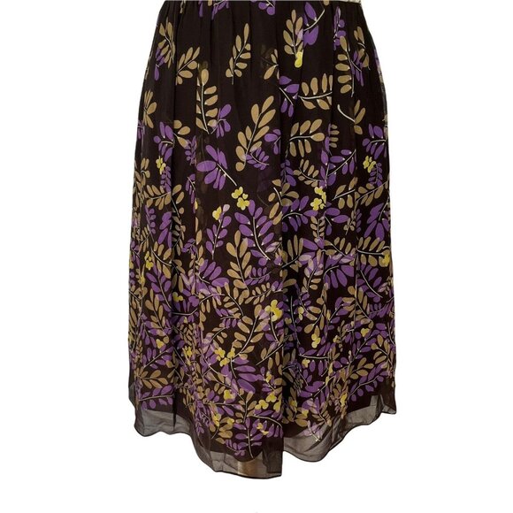 OC Silk Party Cocktail Dress Size 10 Brown Purple Gold Sleeveless - Picture 4 of 10